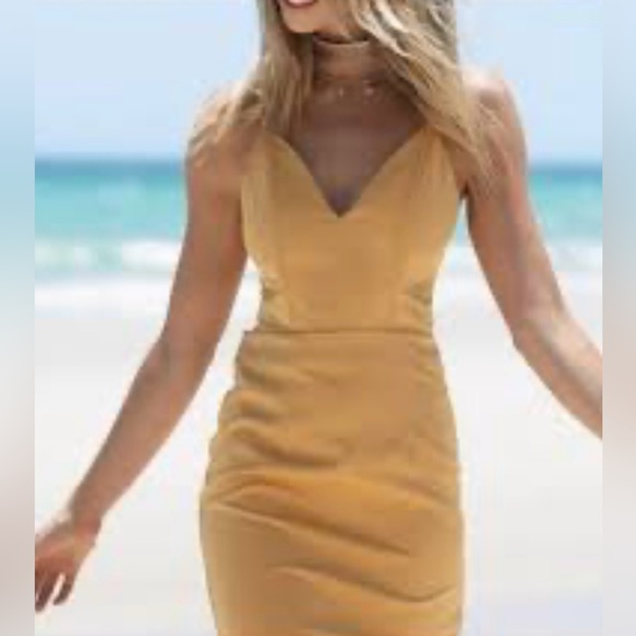 Sabo Skirt Lace Back Mini Dress in Mustard Yellow- Worn Once! - Picture 1 of 5